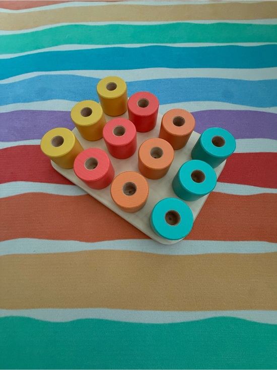 LOVEVERY Other - Lovevery Wooden Colorful Peg Board Toy - Rainbow Stackable Cylinders